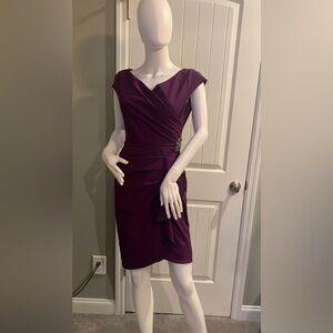 Deep Purple Ruched Sheath Dress by Alex Marie